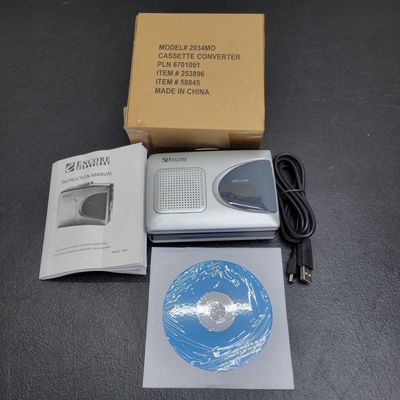 Encore Technology Other - Encore Technology 2034 Portable Cassette Player USB Converter Tape‎ 2 USB Silver